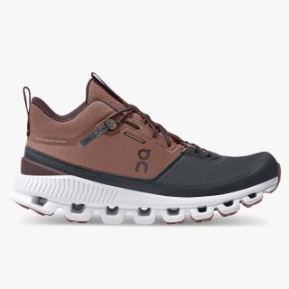 On Cloud Sneakers | Women's Cloud Hi Waterproof-Cocoa | Pebble